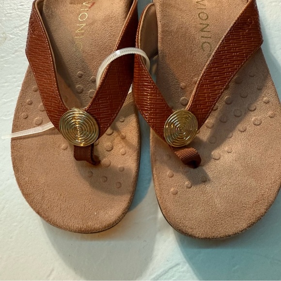 Brown and gold Vionic flip flops - Picture 2 of 6